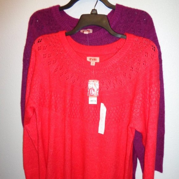 Evri Plus Size Crewneck Pointelle Sweaters Size 1X NWT Bundle of 2 - Picture 4 of 11